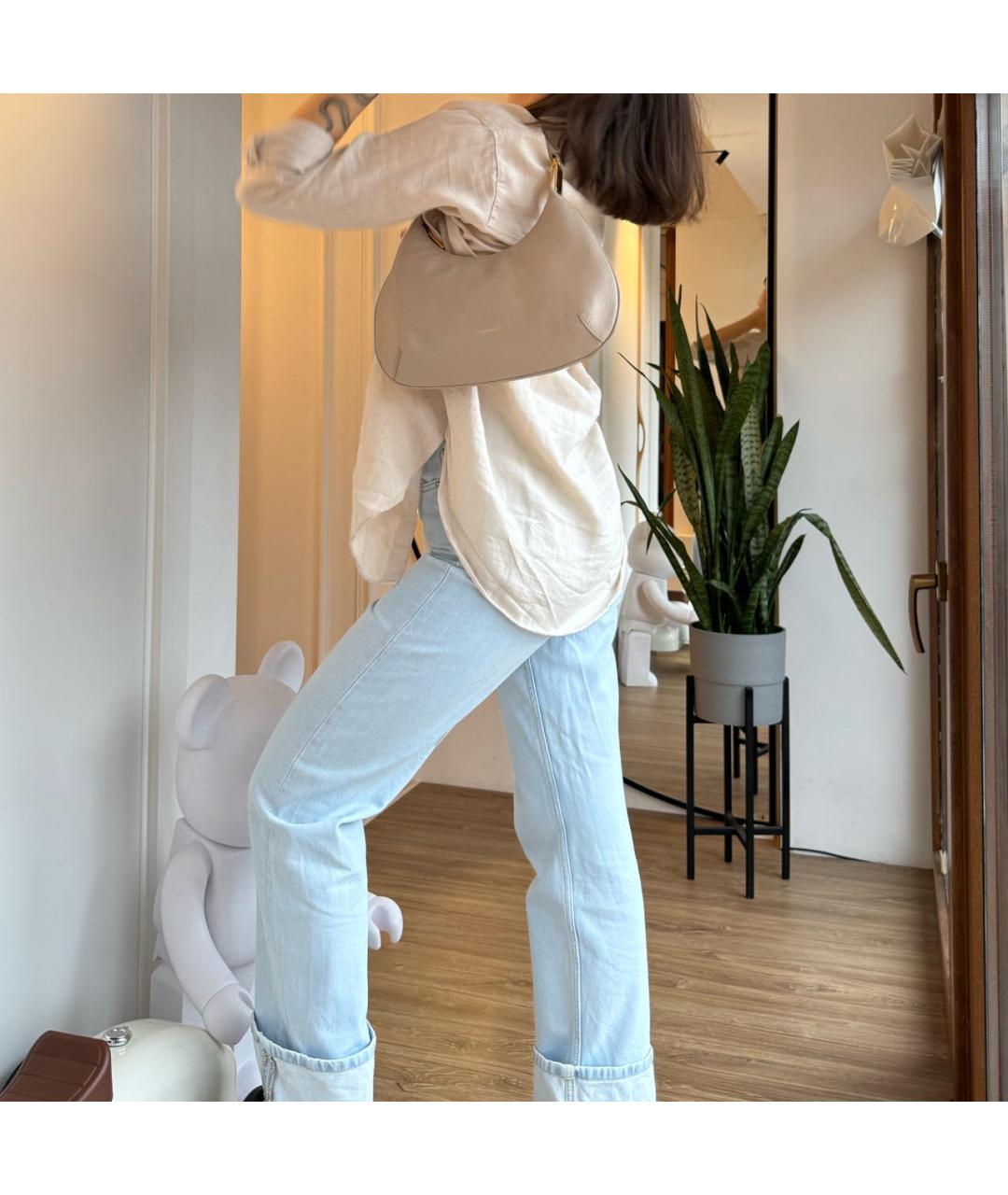 COCCINELLE Бежевая кожаная сумка с короткими ручками, фото 6