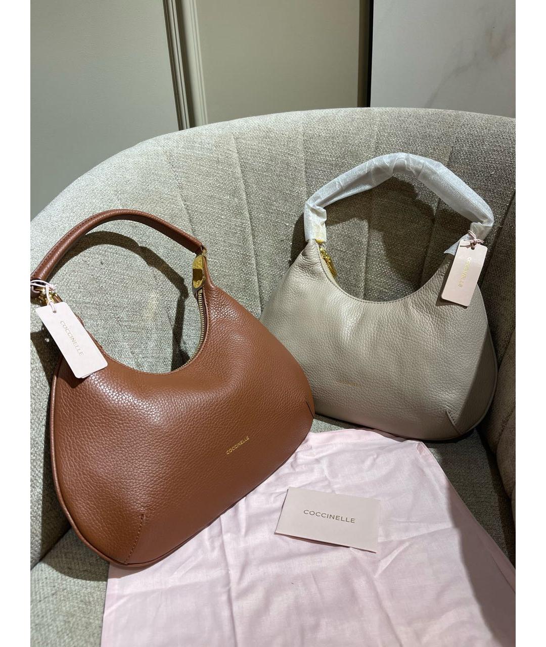 COCCINELLE Бежевая кожаная сумка с короткими ручками, фото 2