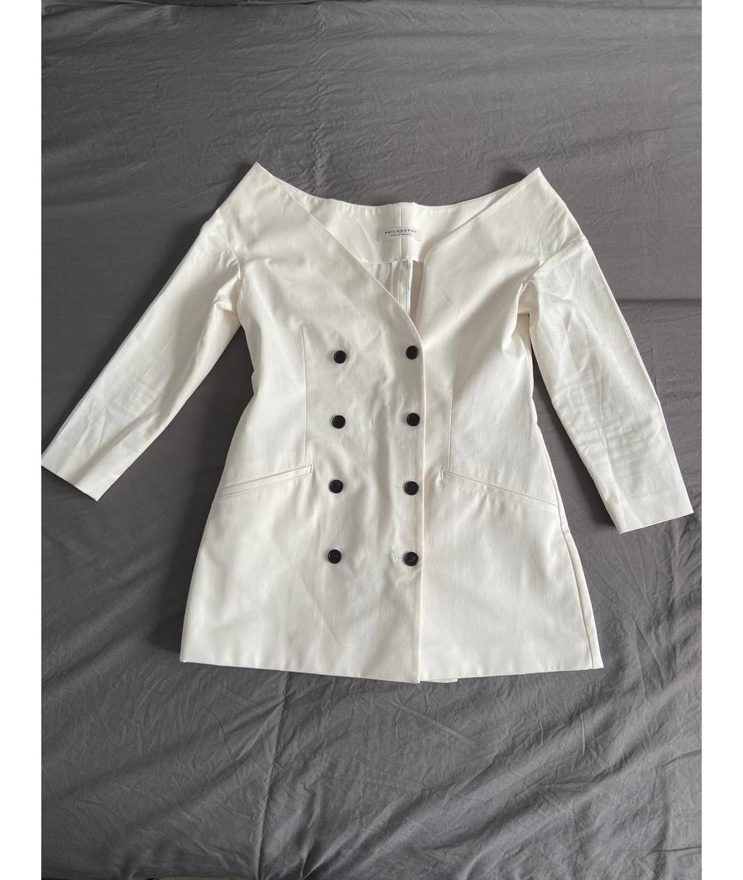 PHILOSOPHY DI LORENZO SERAFINI Белый хлопковый жакет/пиджак, фото 8