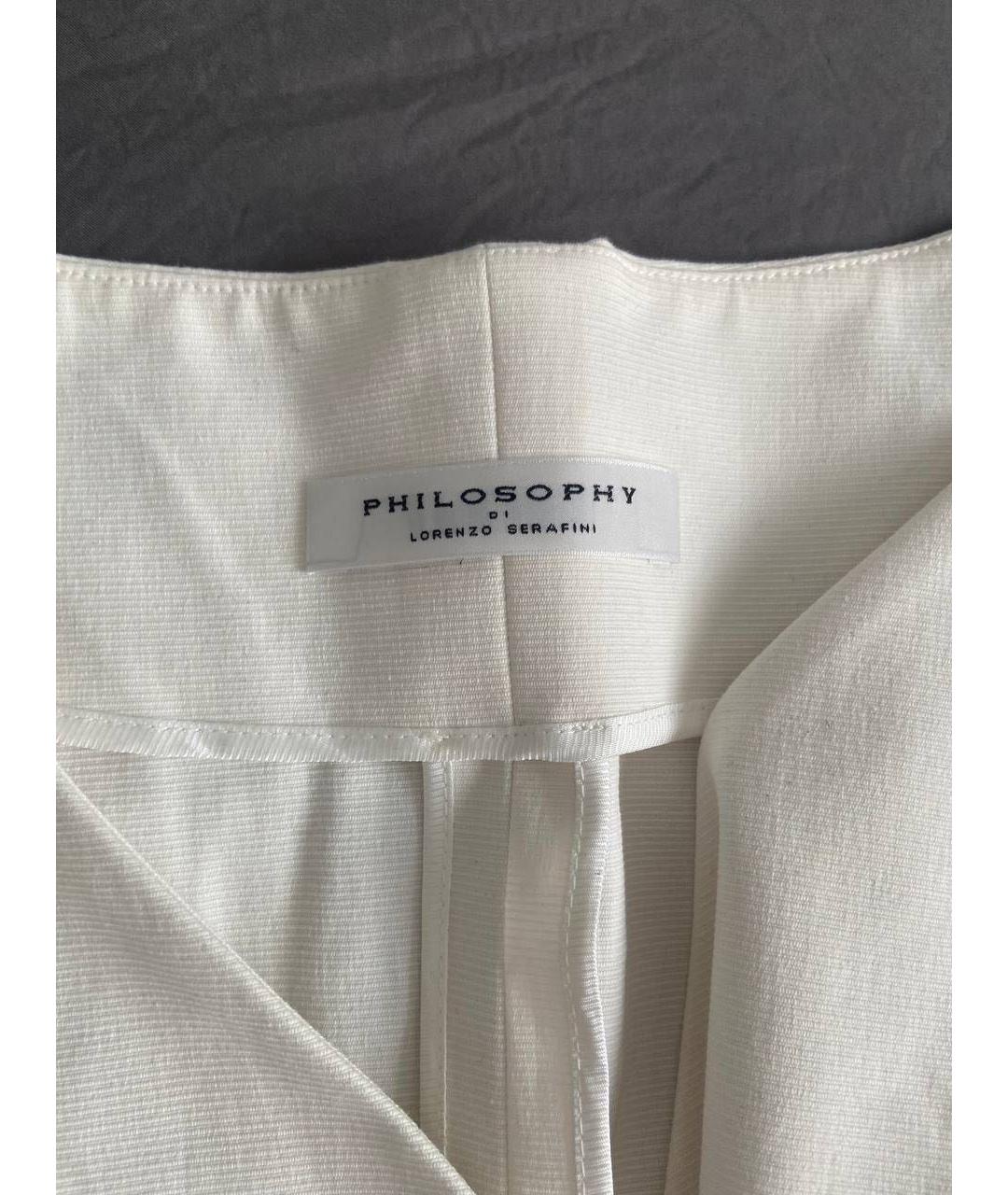 PHILOSOPHY DI LORENZO SERAFINI Белый хлопковый жакет/пиджак, фото 3