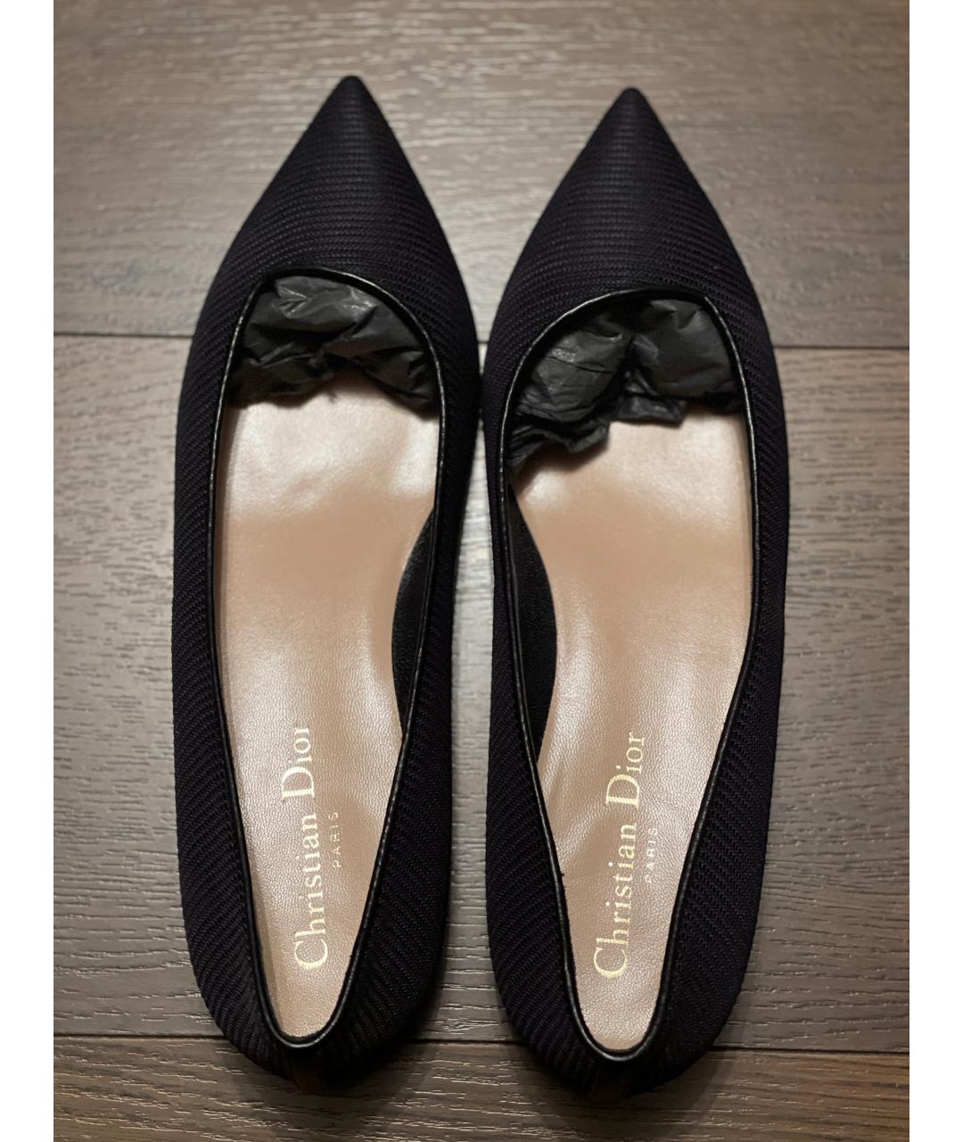 CHRISTIAN DIOR Темно-синие текстильные балетки, фото 3