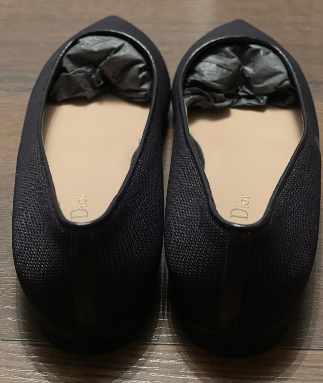 CHRISTIAN DIOR Темно-синие текстильные балетки, фото 4