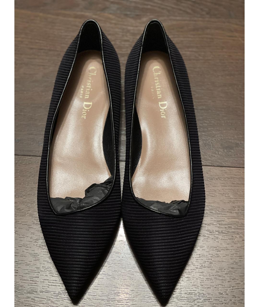 CHRISTIAN DIOR Темно-синие текстильные балетки, фото 2