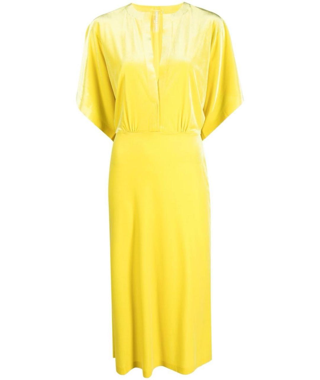 NORMA KAMALI Желтое бархатное коктейльное платье, фото 1