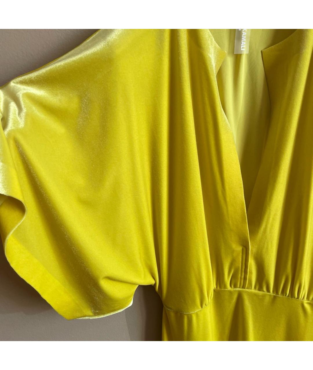 NORMA KAMALI Желтое бархатное коктейльное платье, фото 4