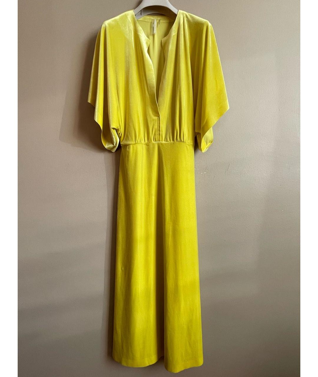 NORMA KAMALI Желтое бархатное коктейльное платье, фото 2