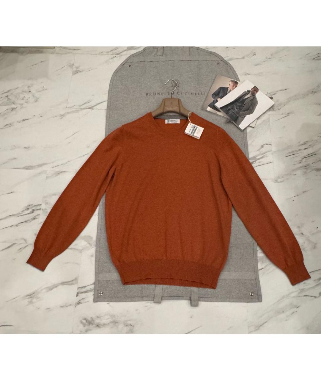 BRUNELLO CUCINELLI Оранжевый кашемировый джемпер / свитер, фото 6