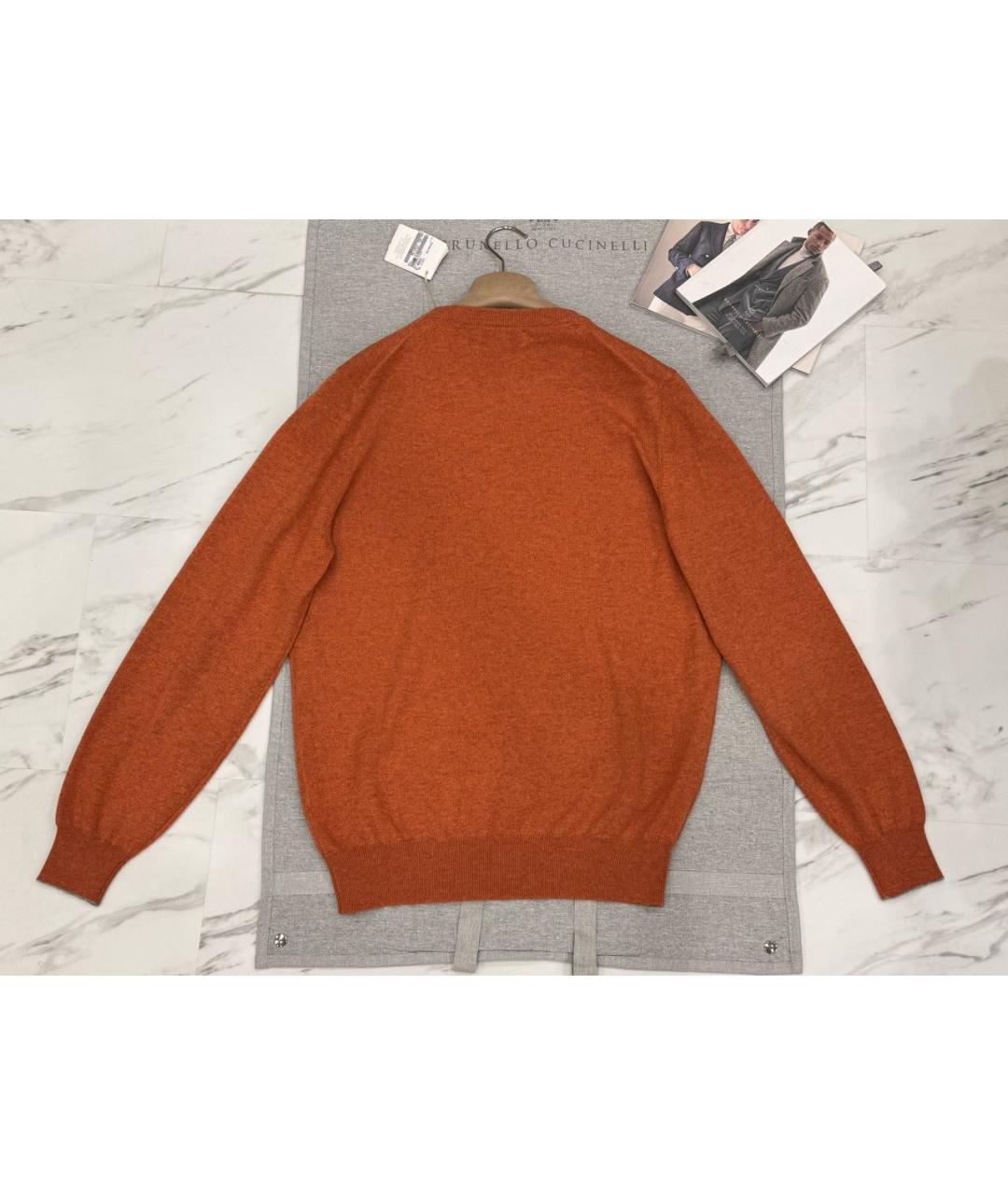 BRUNELLO CUCINELLI Оранжевый кашемировый джемпер / свитер, фото 2