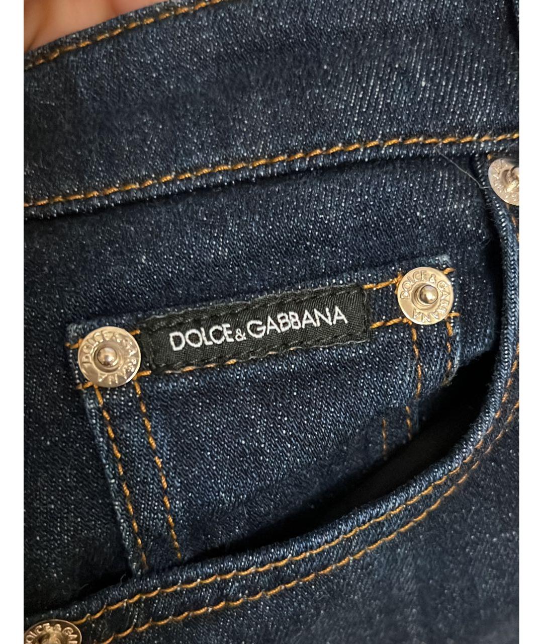 DOLCE&GABBANA Темно-синие хлопковые джинсы слим, фото 4