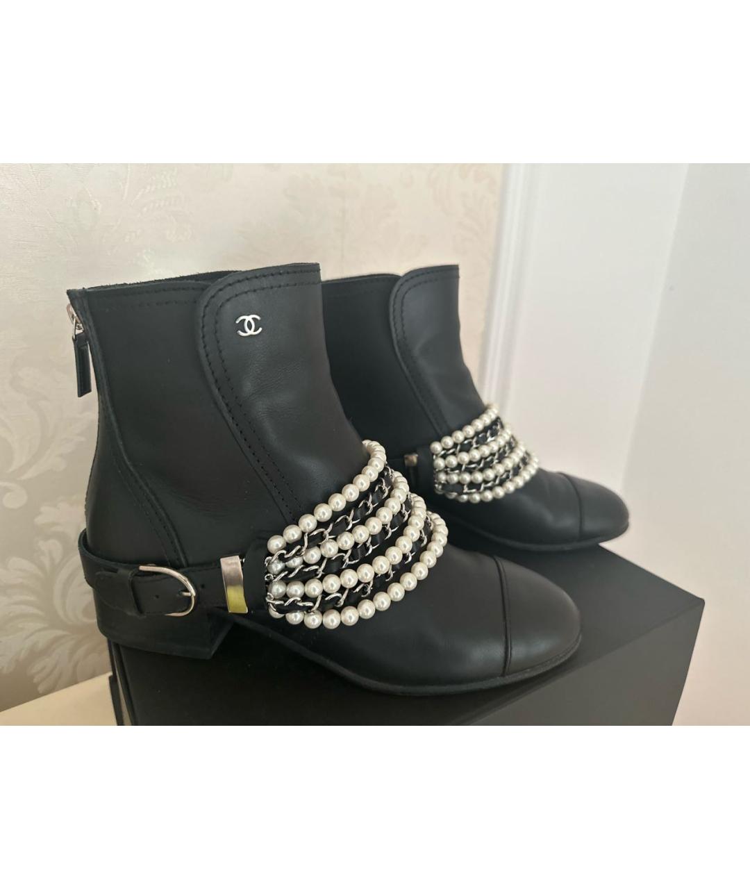 CHANEL Черные кожаные полусапоги, фото 2