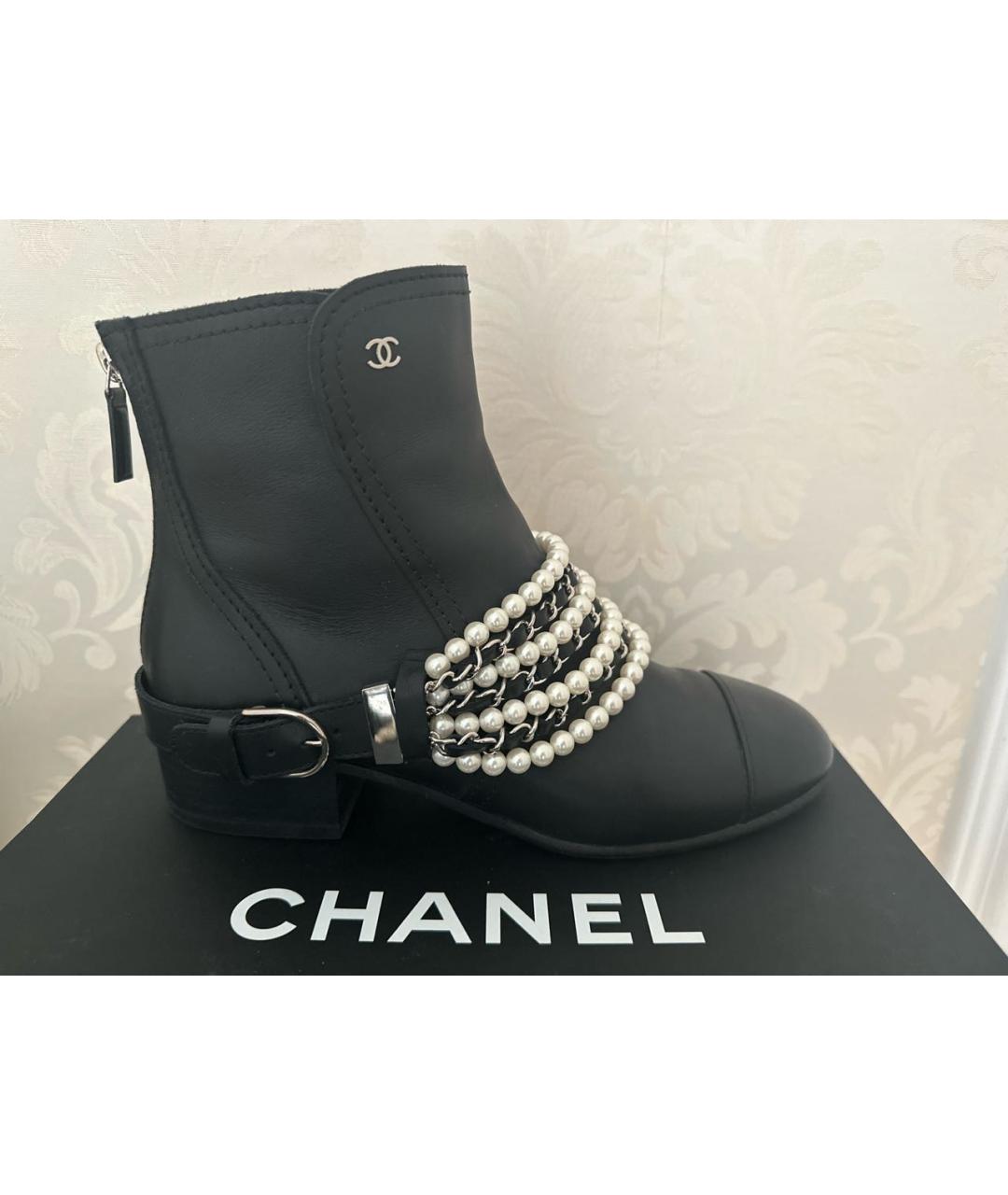 CHANEL Черные кожаные полусапоги, фото 9