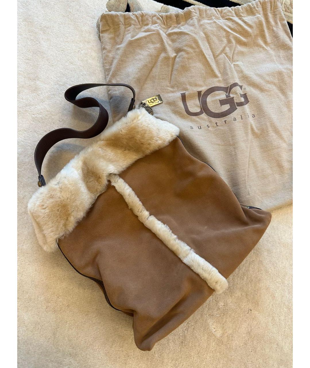 UGG AUSTRALIA Коричневая замшевая сумка через плечо, фото 3