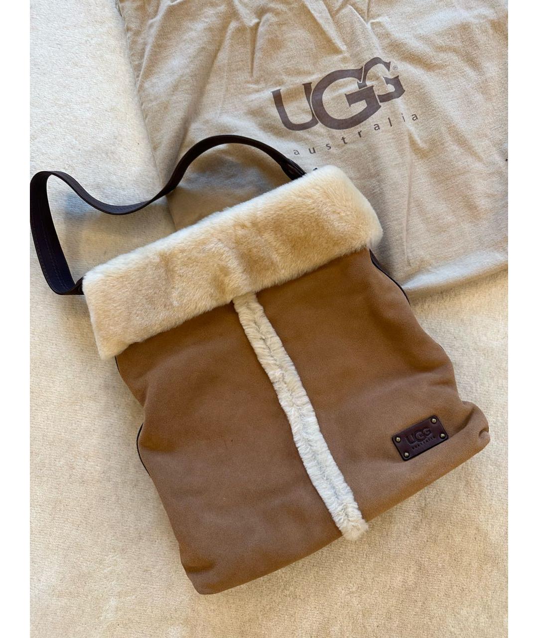 UGG AUSTRALIA Коричневая замшевая сумка через плечо, фото 9