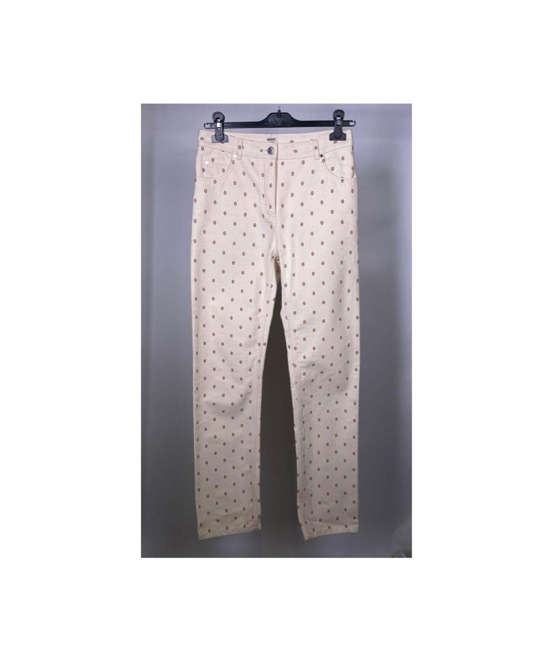 HERMES PRE-OWNED Белые хлопковые прямые джинсы, фото 7