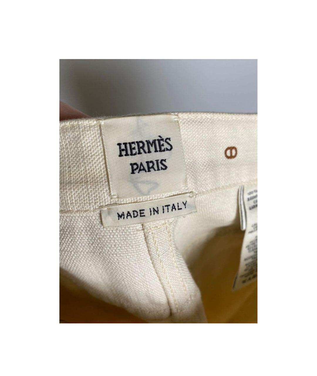 HERMES PRE-OWNED Белые хлопковые прямые джинсы, фото 3