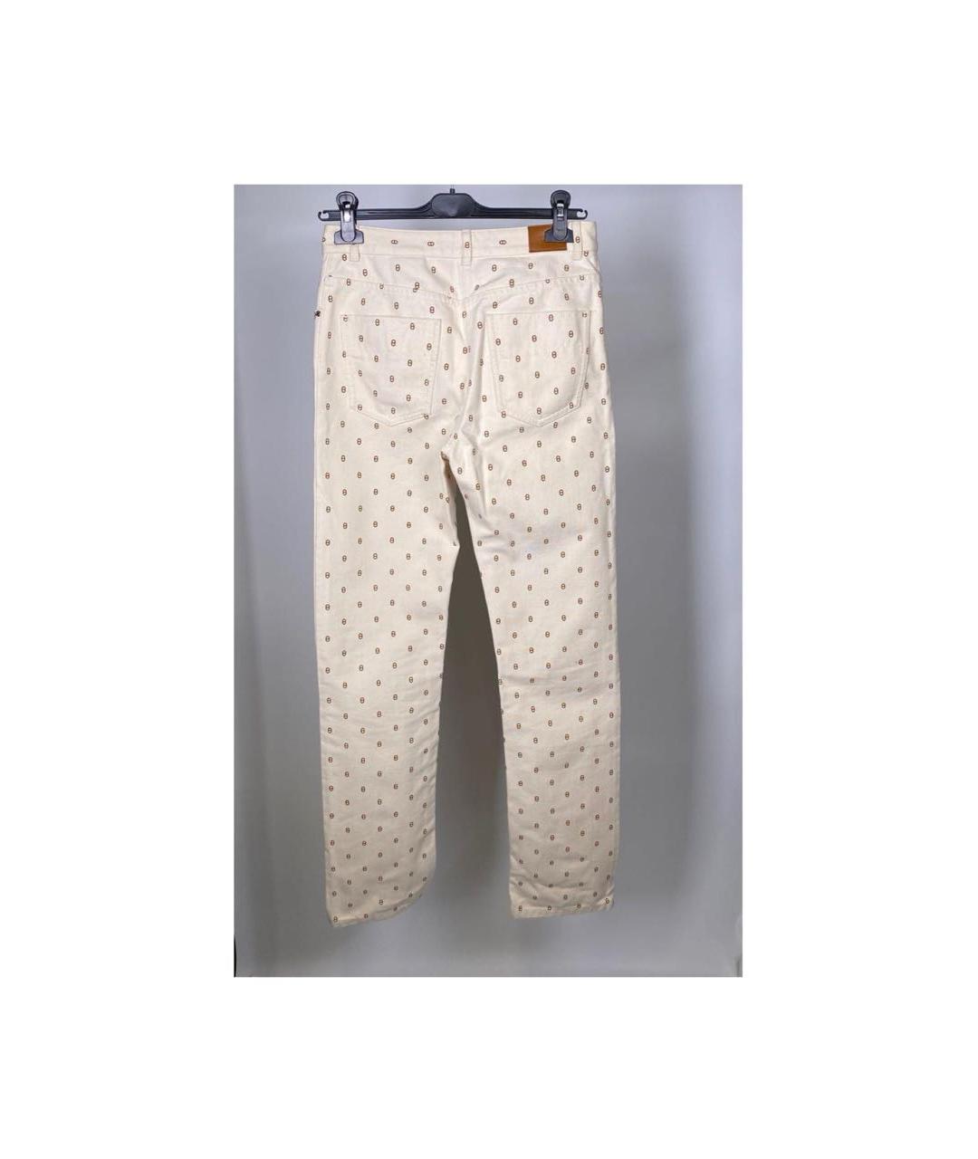 HERMES Белые хлопковые прямые джинсы, фото 2