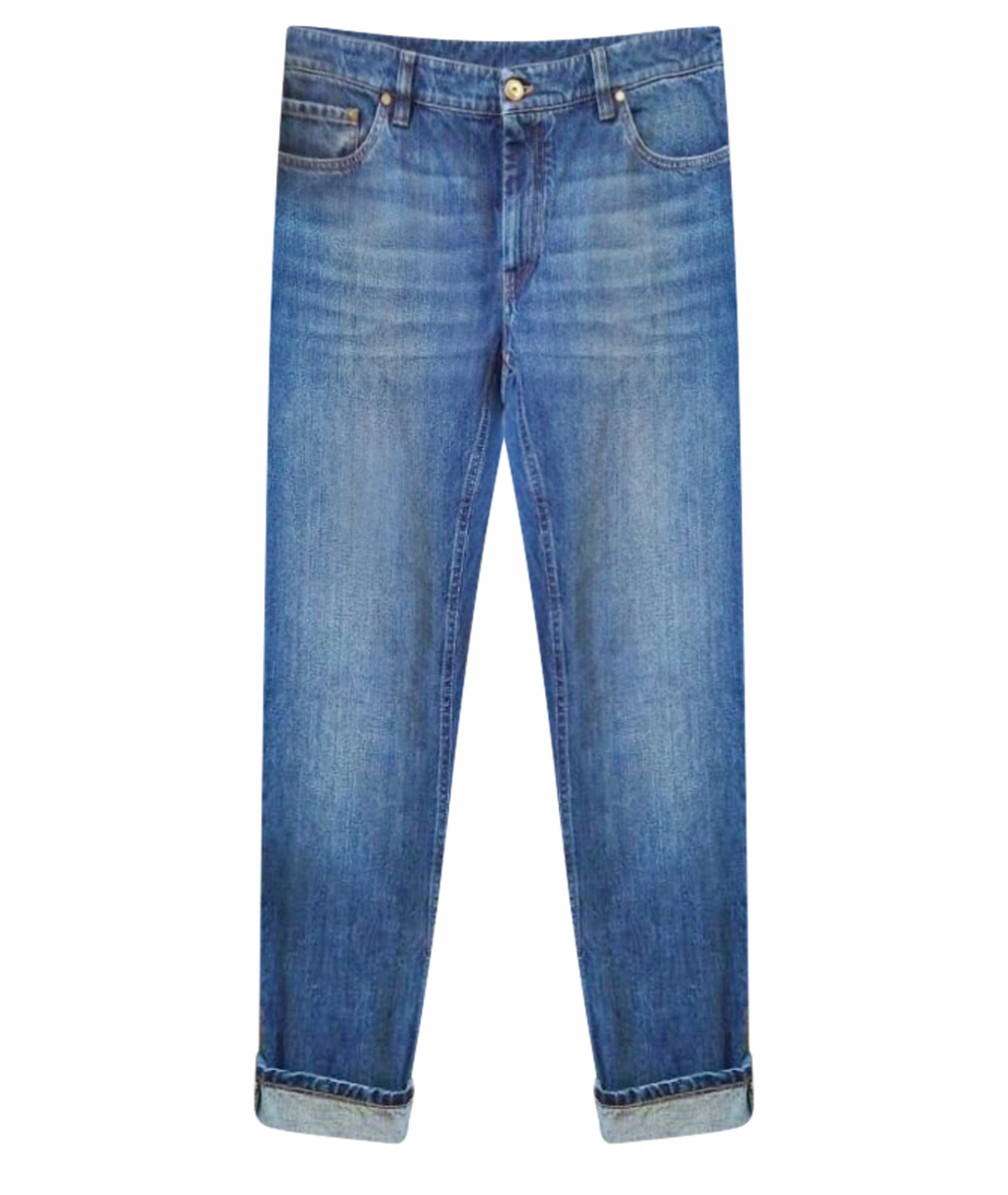 BRUNELLO CUCINELLI Синие хлопковые джинсы слим, фото 1
