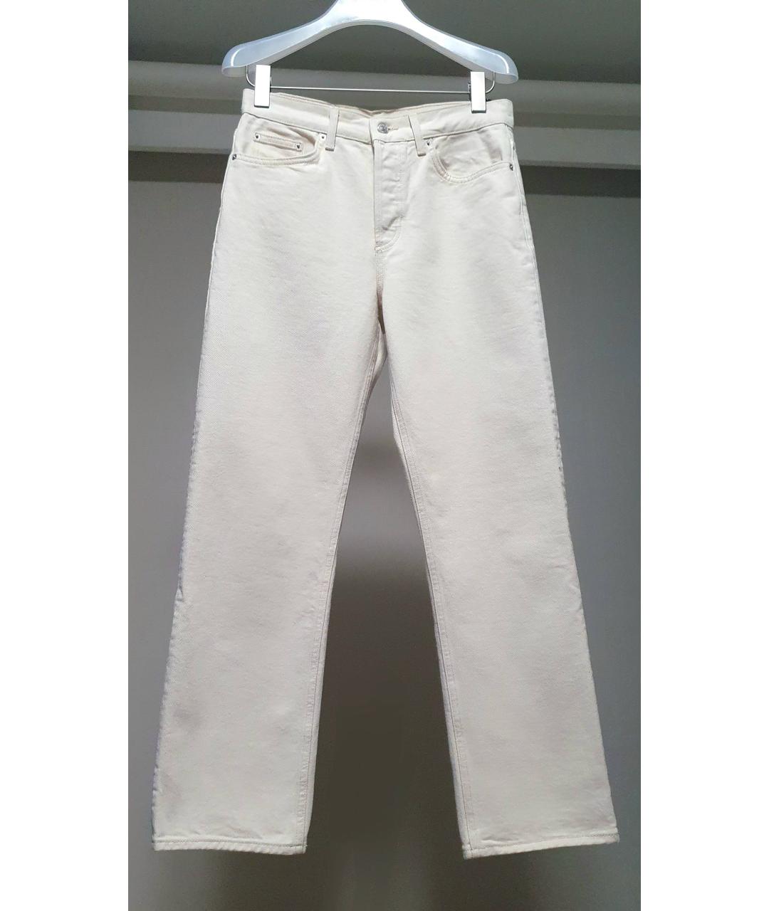 SANDRO Белые хлопковые прямые джинсы, фото 4
