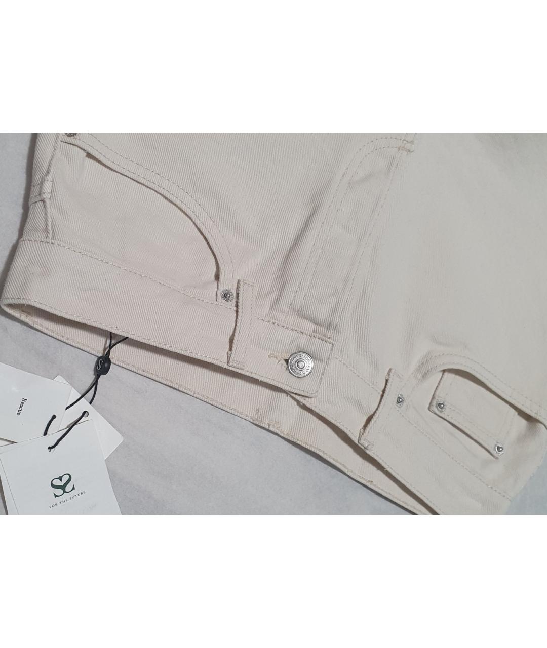 SANDRO Белые хлопковые прямые джинсы, фото 8
