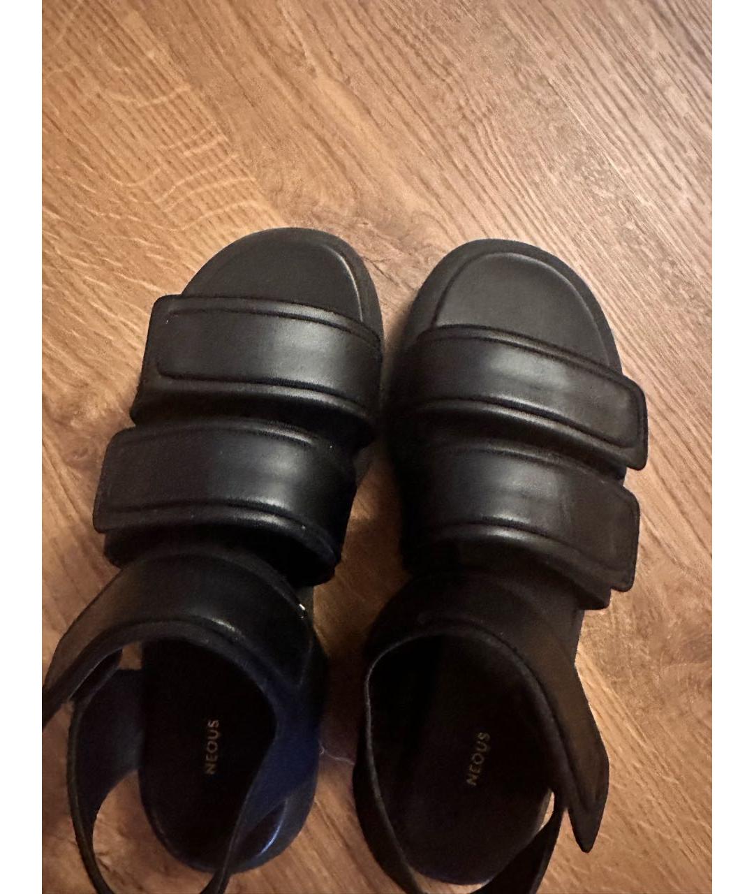 NEOUS Черные кожаные сандалии, фото 3
