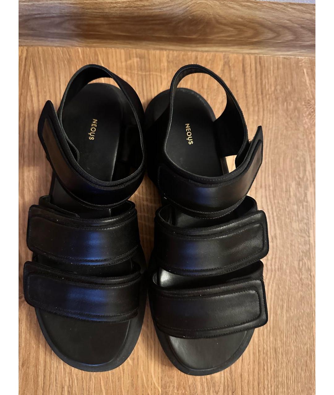 NEOUS Черные кожаные сандалии, фото 2