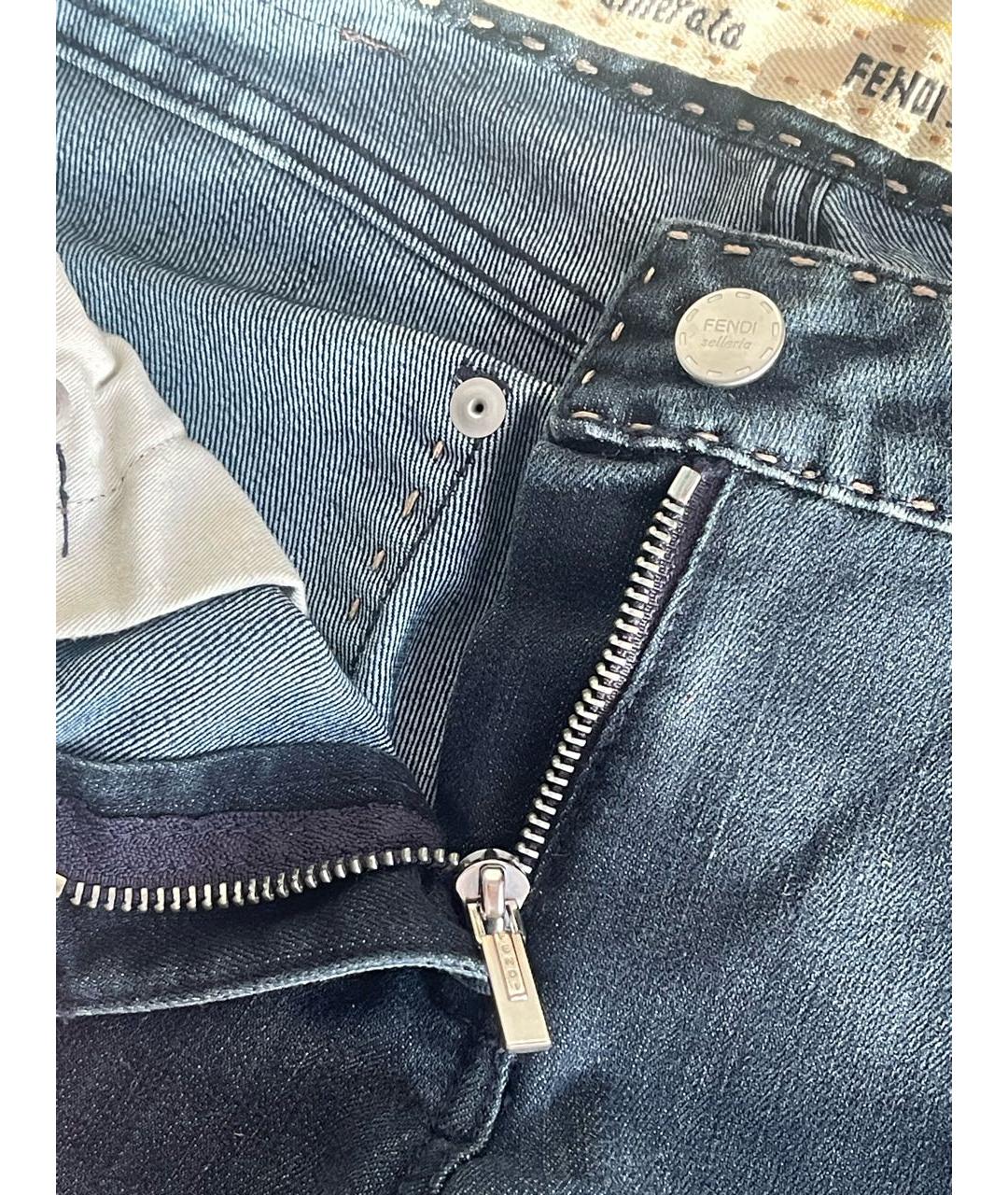 FENDI Синие хлопковые джинсы слим, фото 5