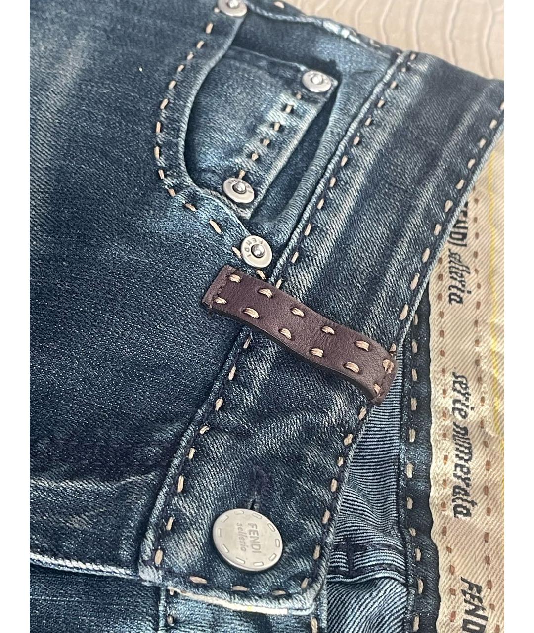 FENDI Синие хлопковые джинсы слим, фото 4