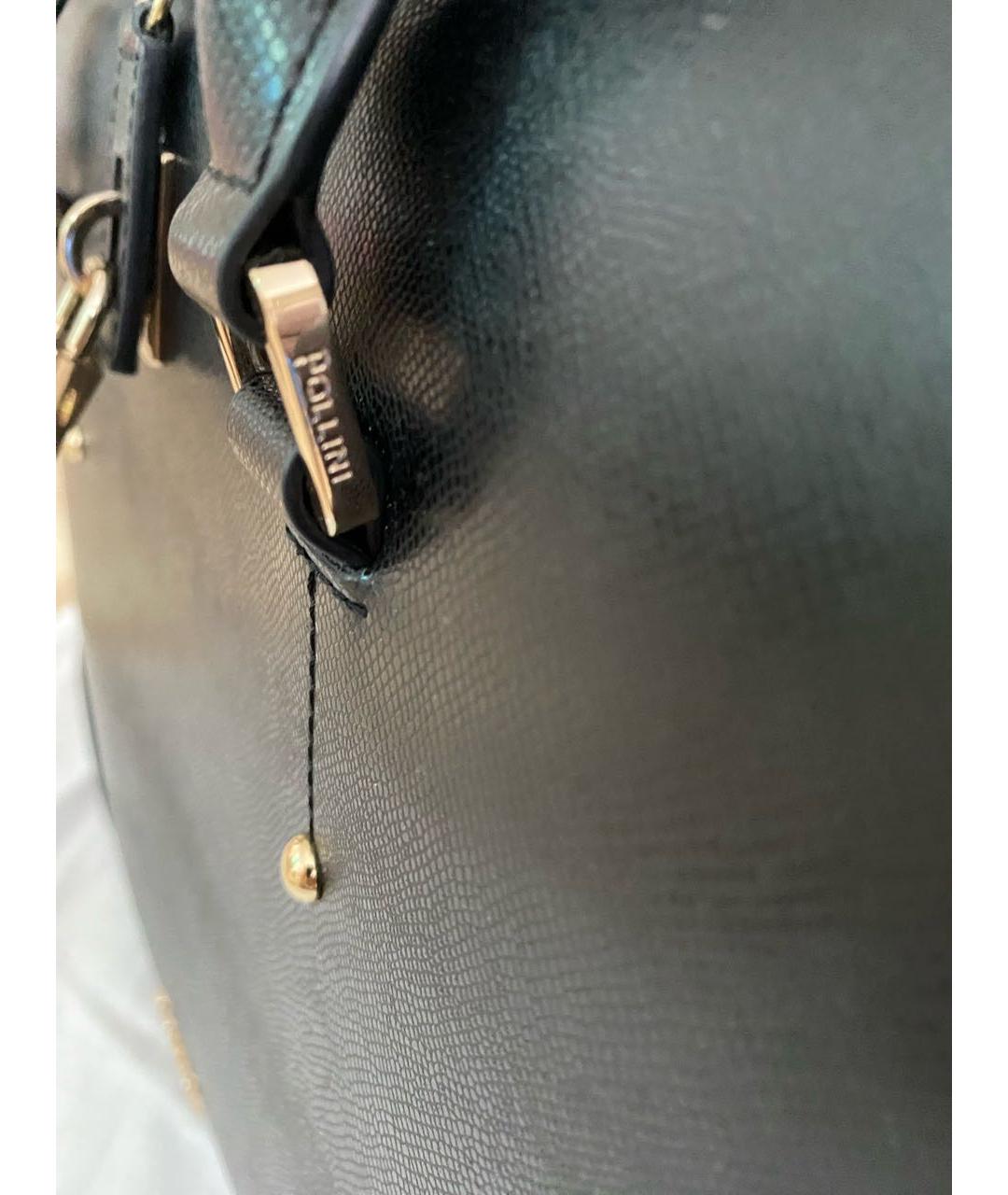 POLLINI Черная сумка с короткими ручками из искусственной кожи, фото 6