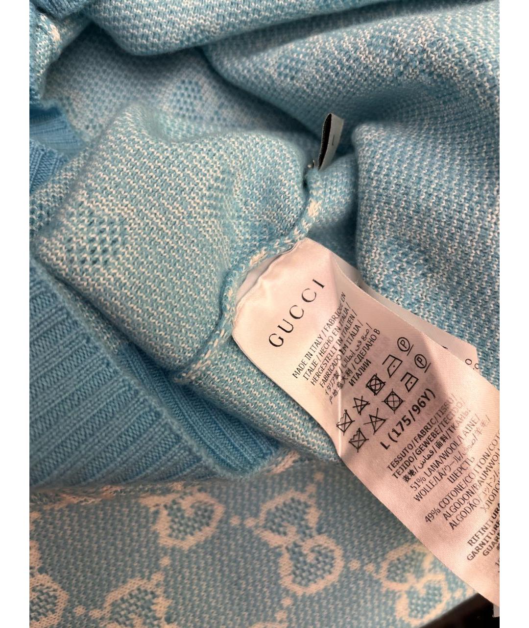 GUCCI Голубой хлопковый джемпер / свитер, фото 3