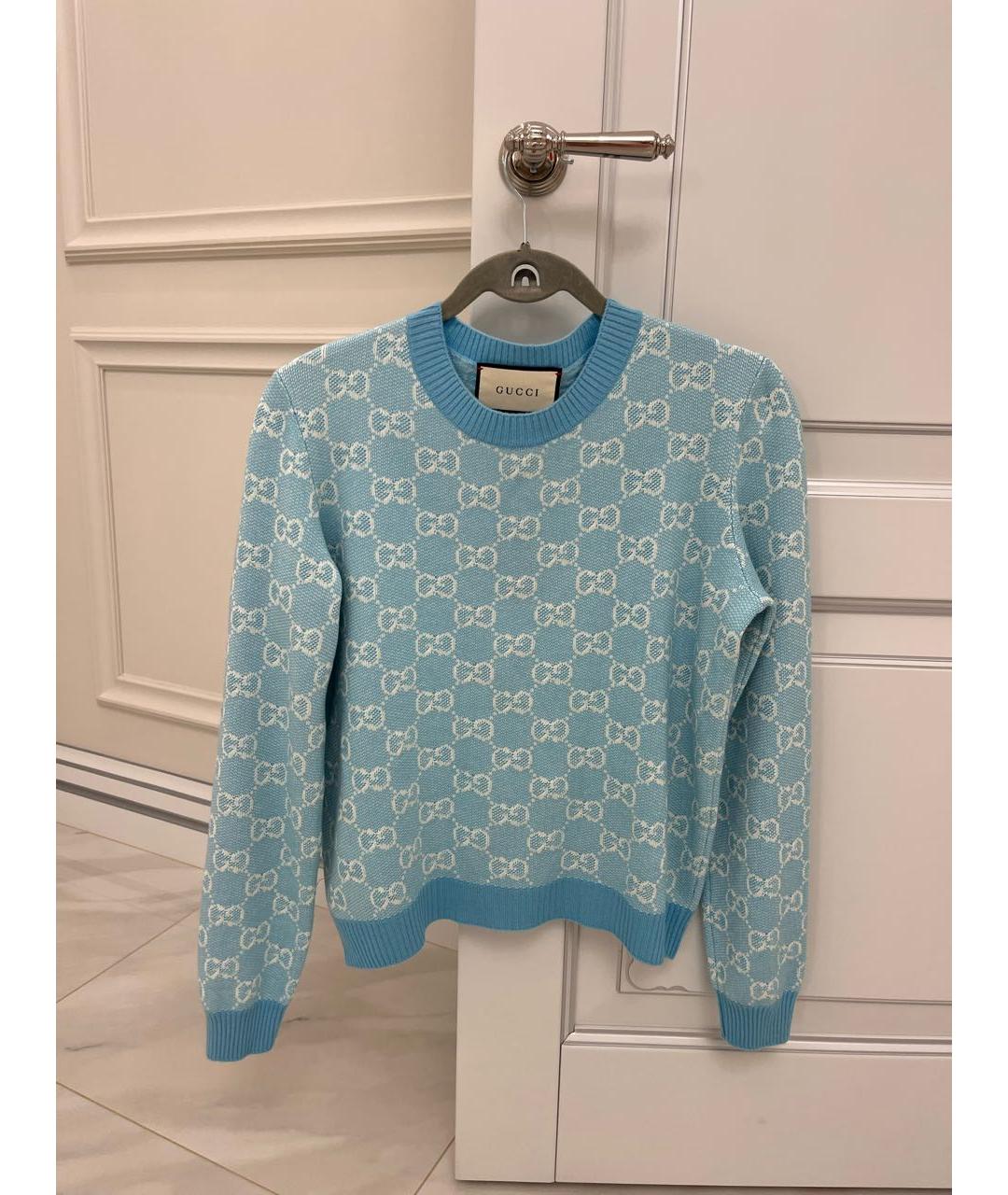GUCCI Голубой хлопковый джемпер / свитер, фото 4