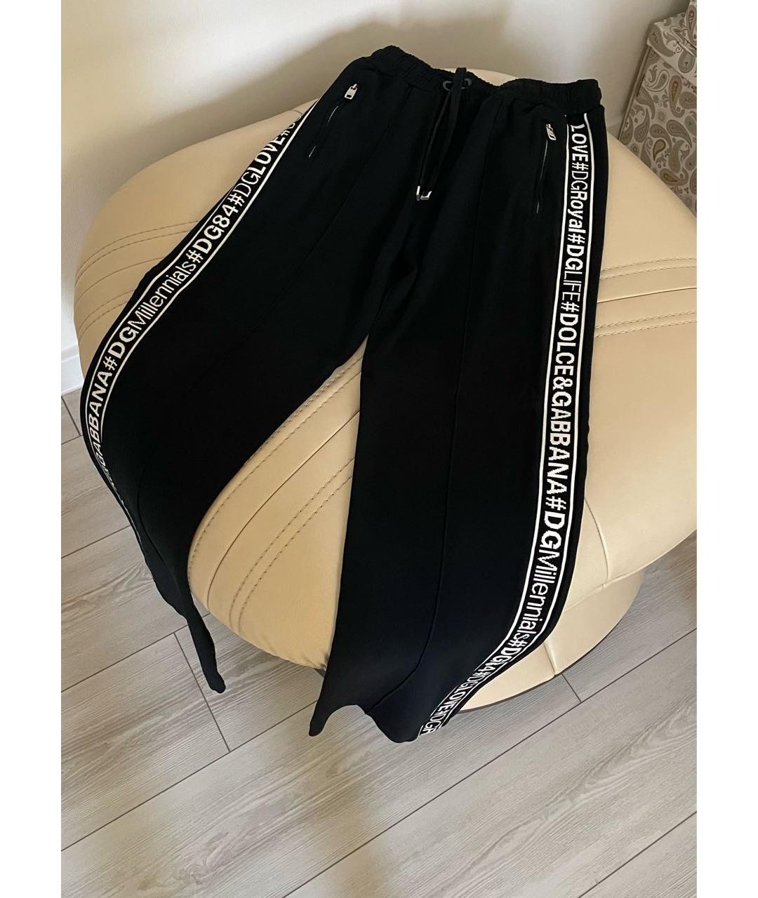 DOLCE&GABBANA Черные вискозные прямые брюки, фото 2