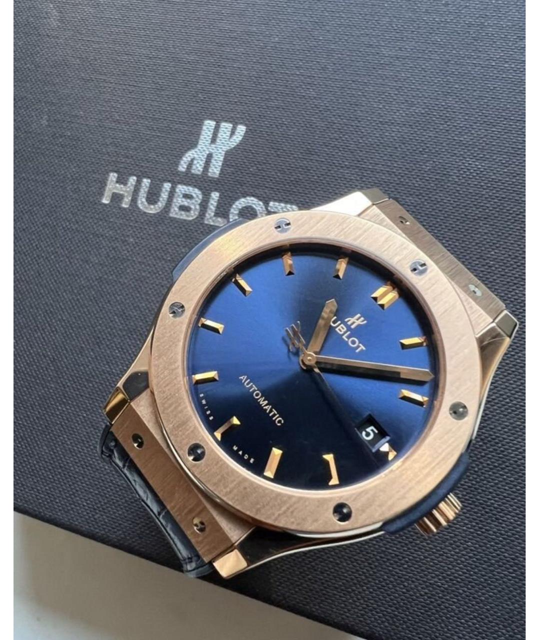 HUBLOT Темно-синие часы из розового золота, фото 7