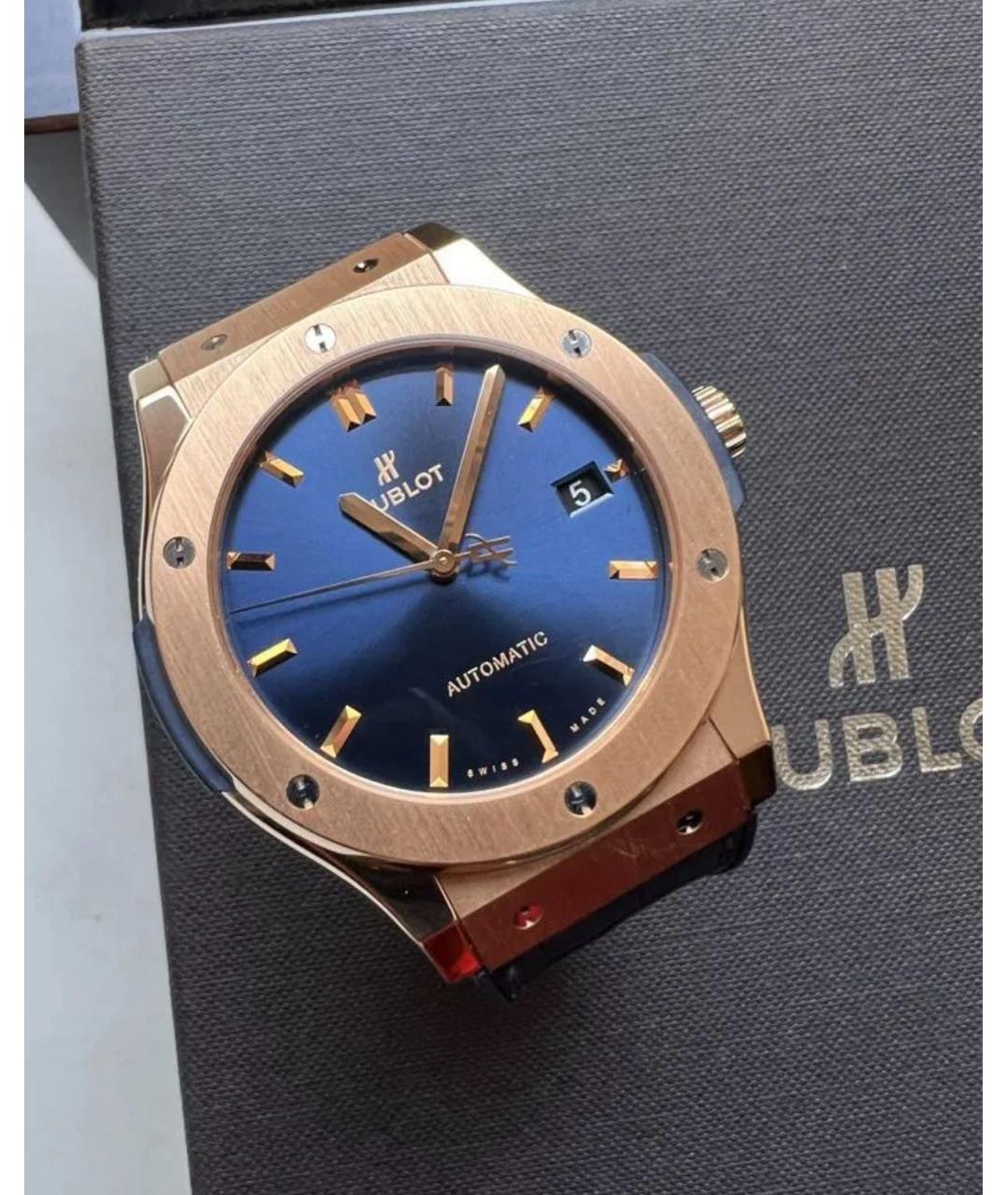 HUBLOT Темно-синие часы из розового золота, фото 8