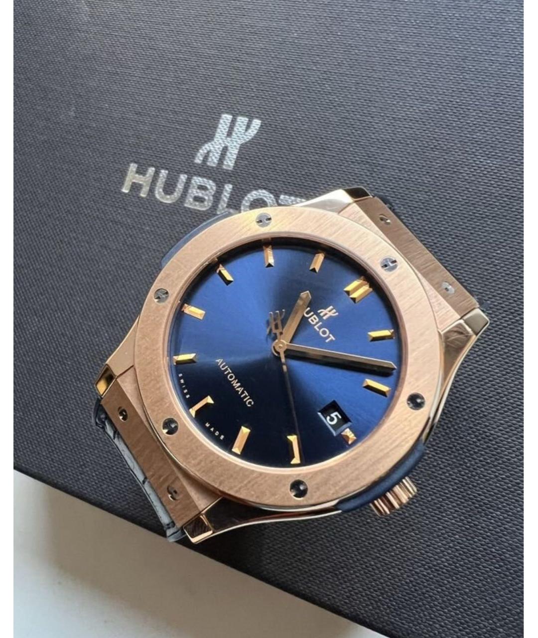 HUBLOT Темно-синие часы из розового золота, фото 3