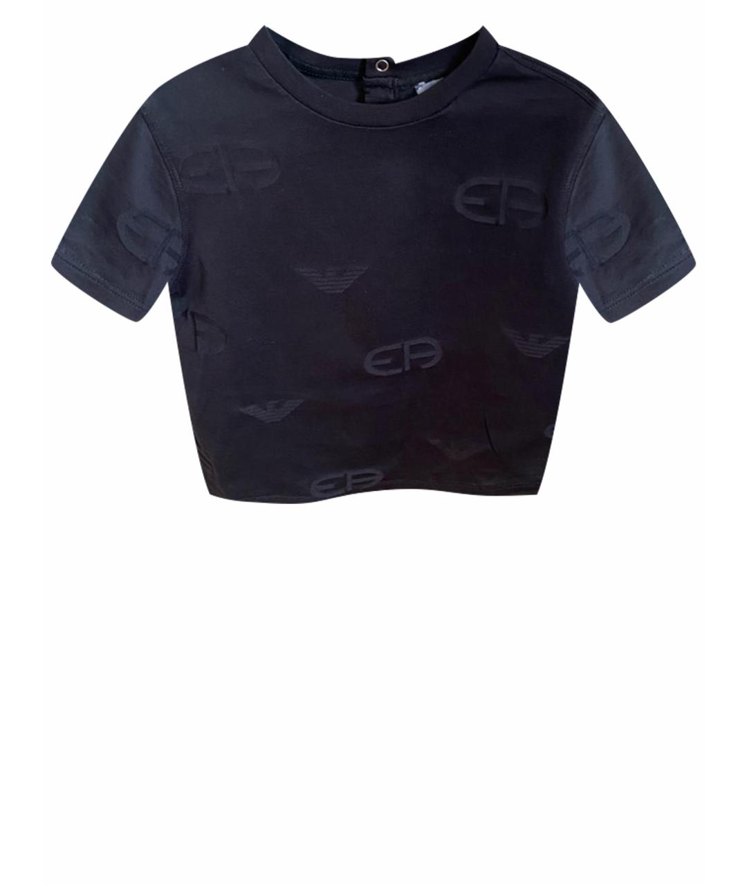 EMPORIO ARMANI Черная хлопковая детская футболка, фото 1