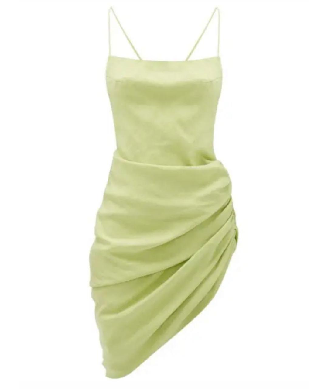 JACQUEMUS Зеленые льняное коктейльное платье, фото 1