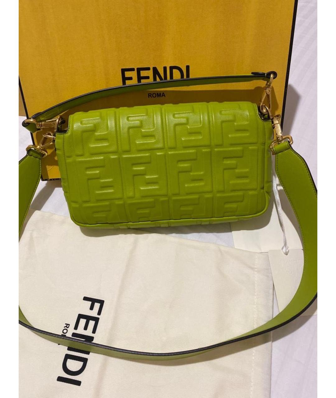 FENDI Зеленая кожаная сумка через плечо, фото 4