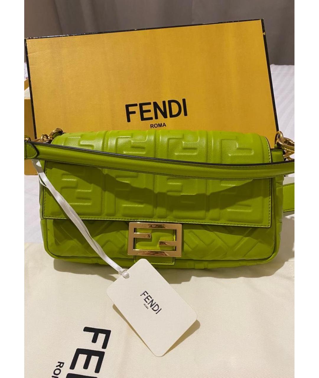 FENDI Зеленая кожаная сумка через плечо, фото 8