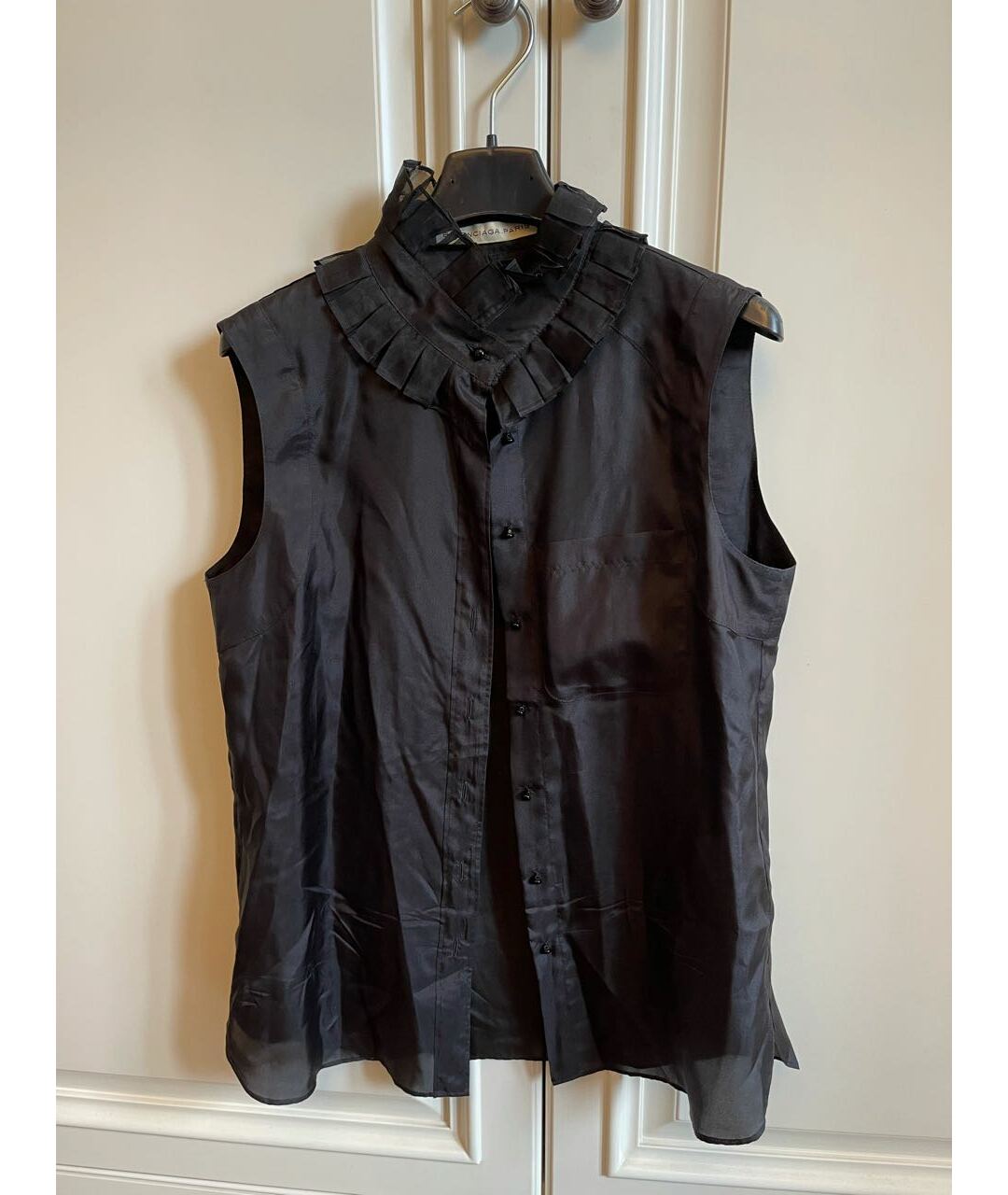 BALENCIAGA Черная шелковая рубашка, фото 7