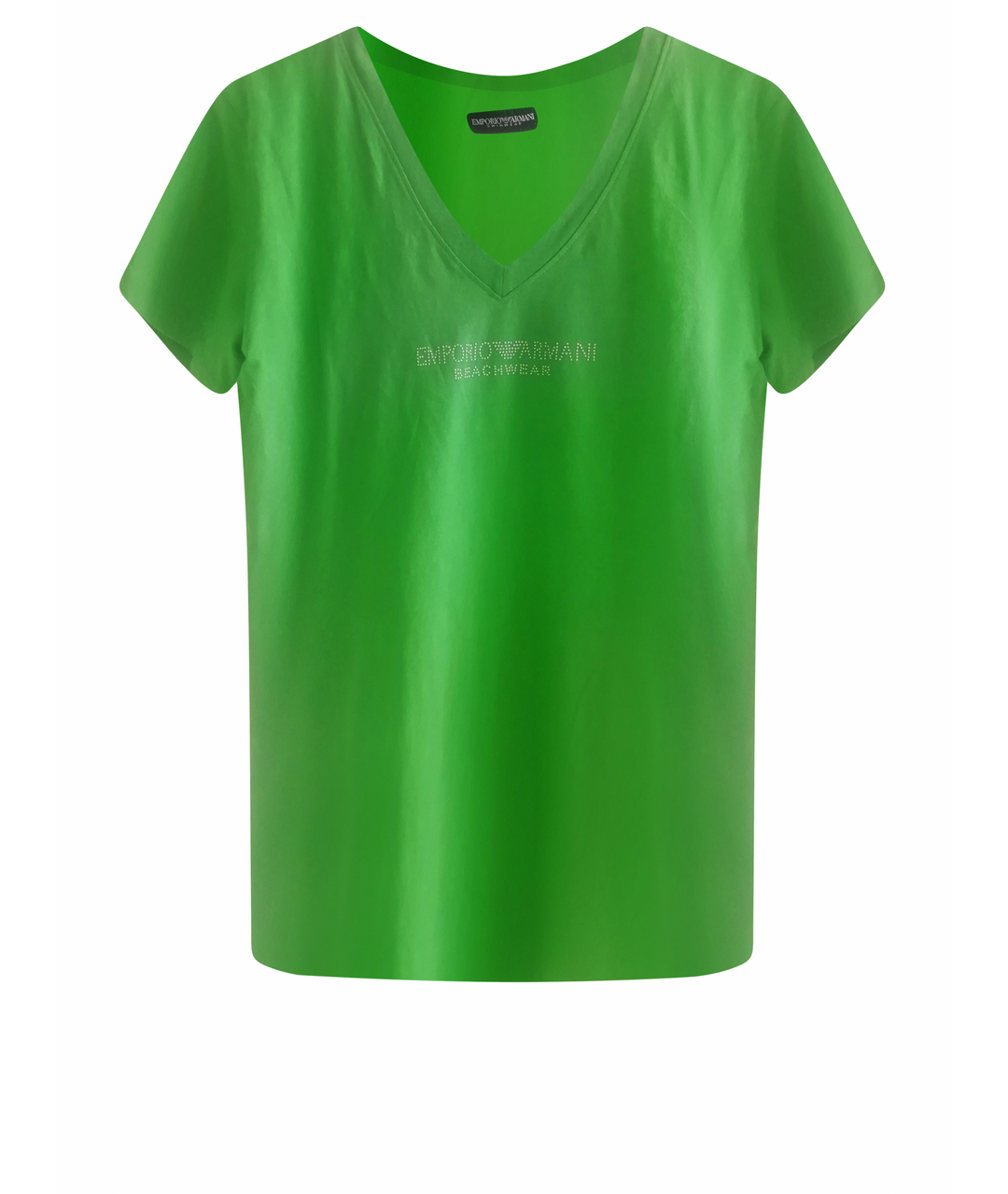 EMPORIO ARMANI Зеленая хлопко-эластановая футболка, фото 1
