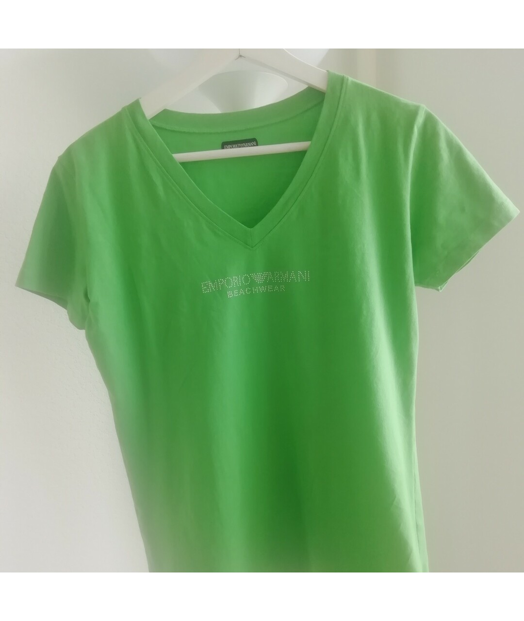 EMPORIO ARMANI Зеленая хлопко-эластановая футболка, фото 7