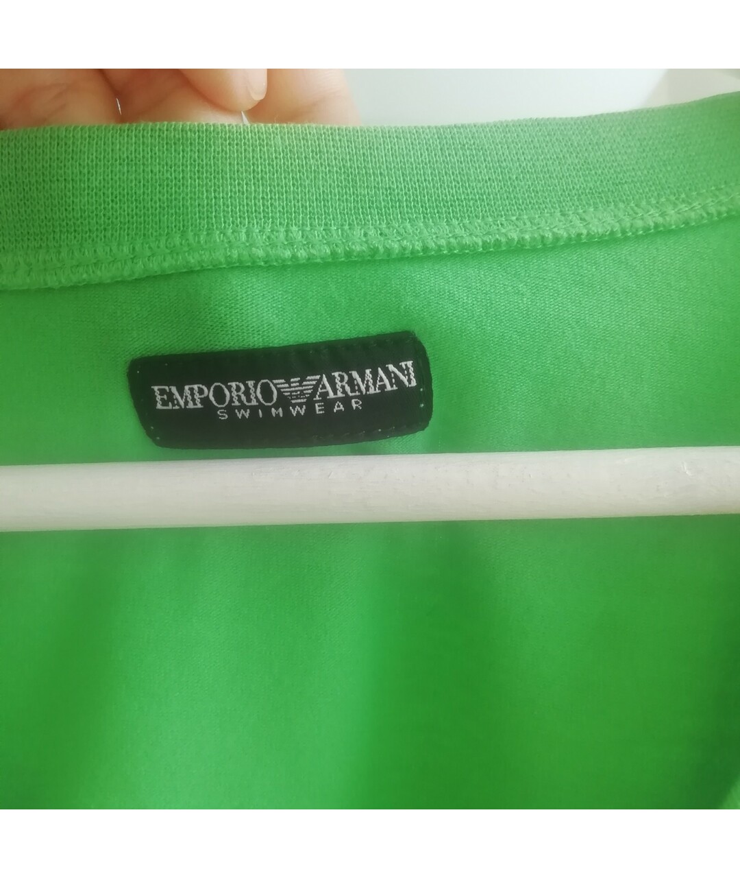 EMPORIO ARMANI Зеленая хлопко-эластановая футболка, фото 4