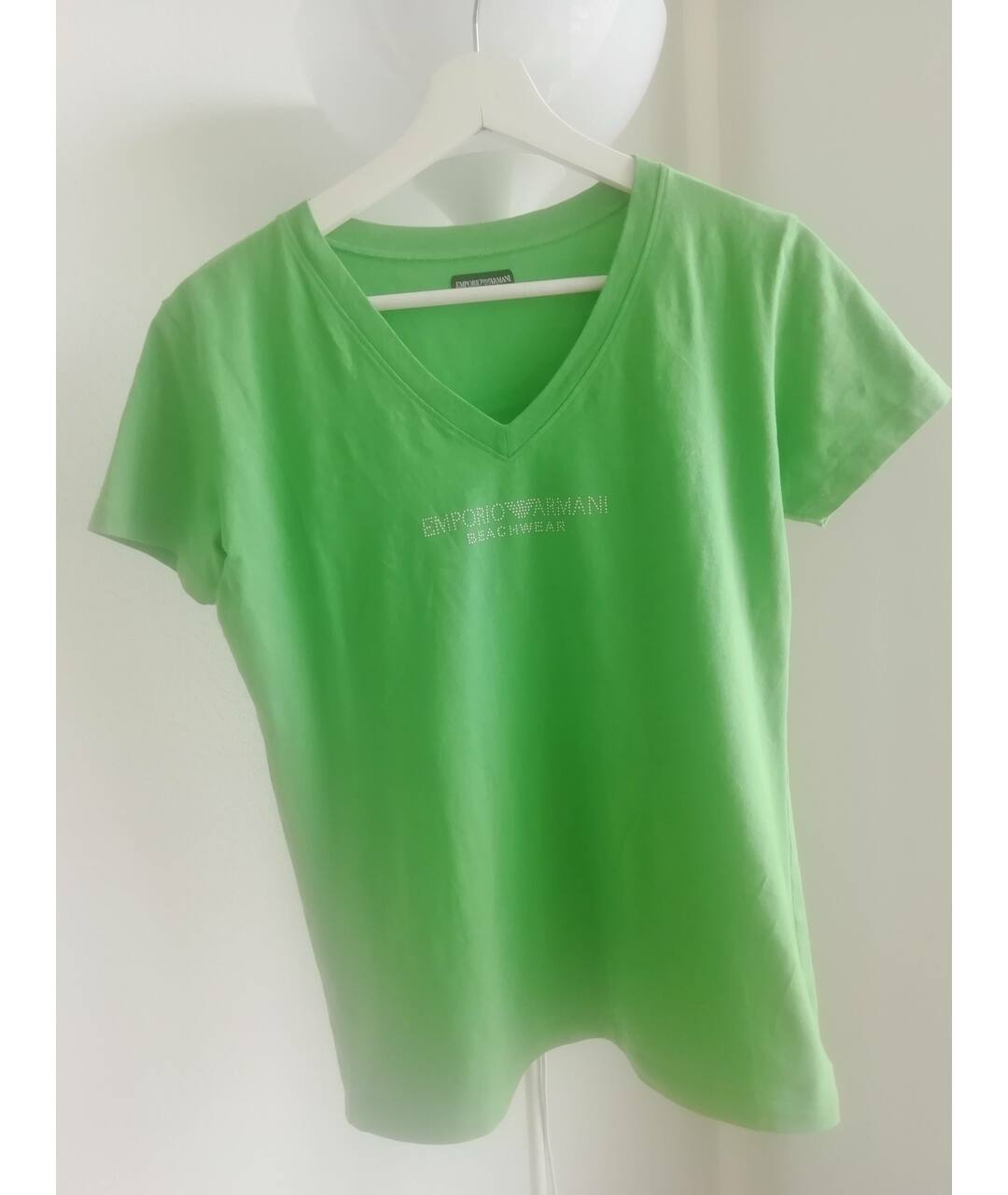 EMPORIO ARMANI Зеленая хлопко-эластановая футболка, фото 8