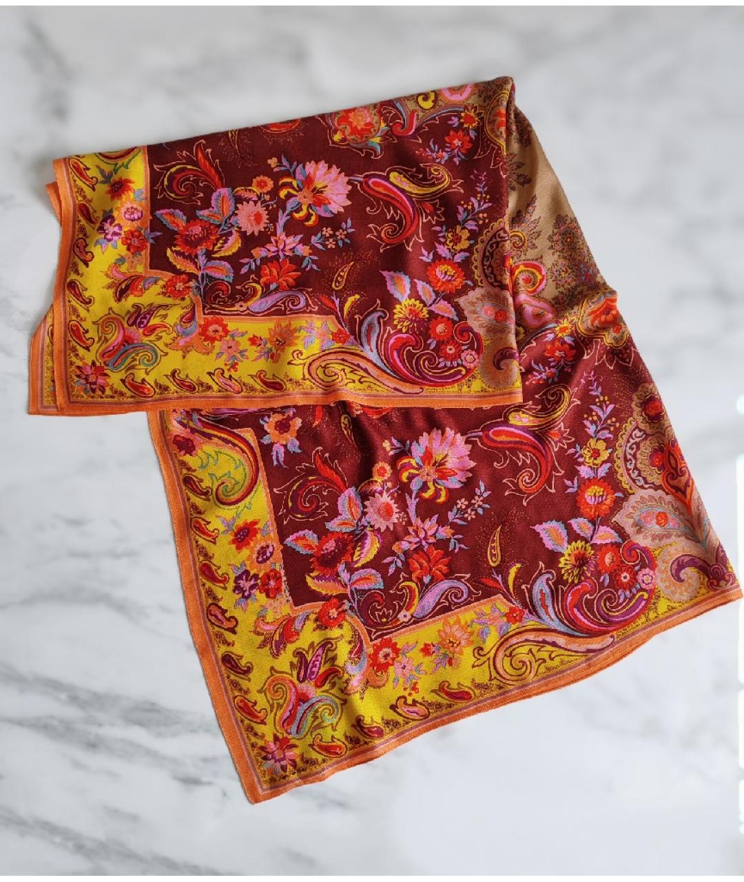 ETRO Оранжевый кашемировый платок, фото 4