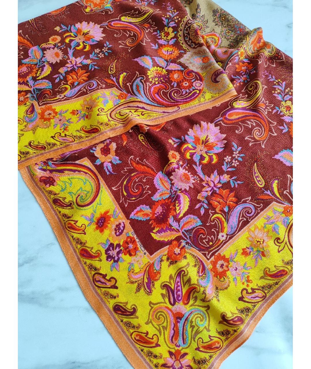ETRO Оранжевый кашемировый платок, фото 5