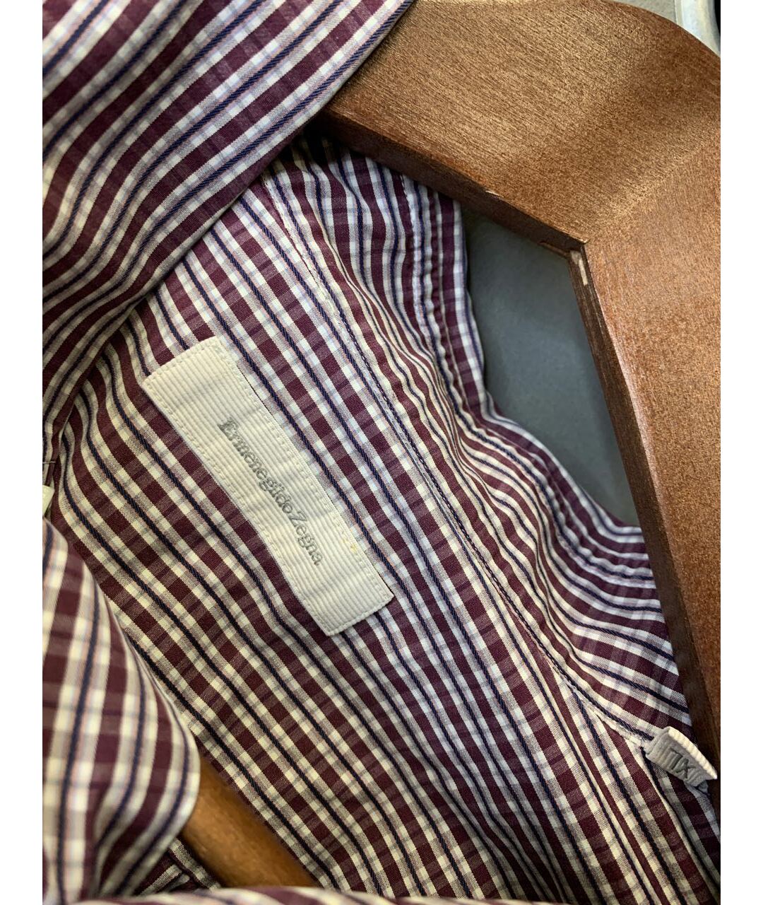 ERMENEGILDO ZEGNA Бордовая хлопковая классическая рубашка, фото 7