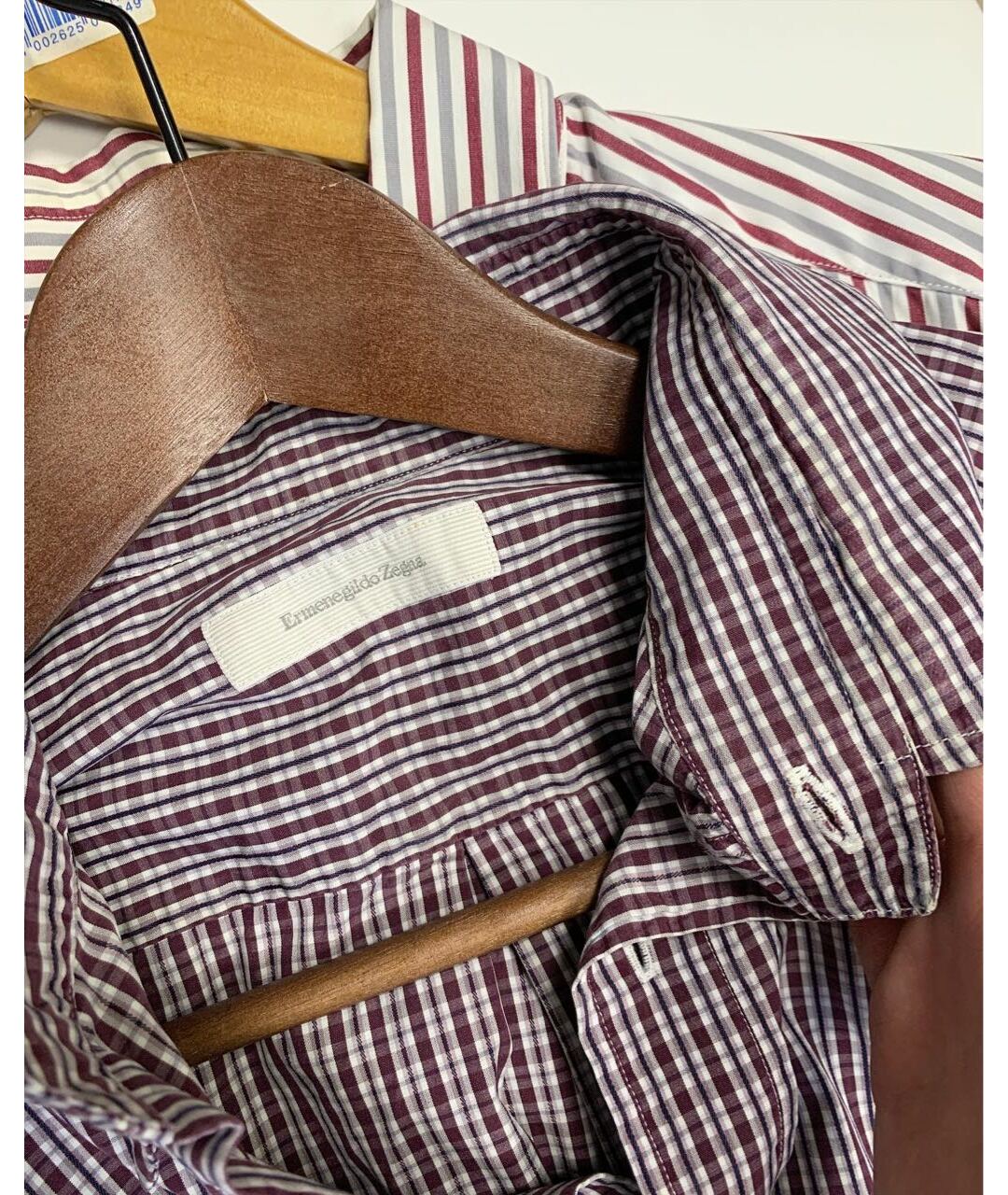 ERMENEGILDO ZEGNA Бордовая хлопковая классическая рубашка, фото 2
