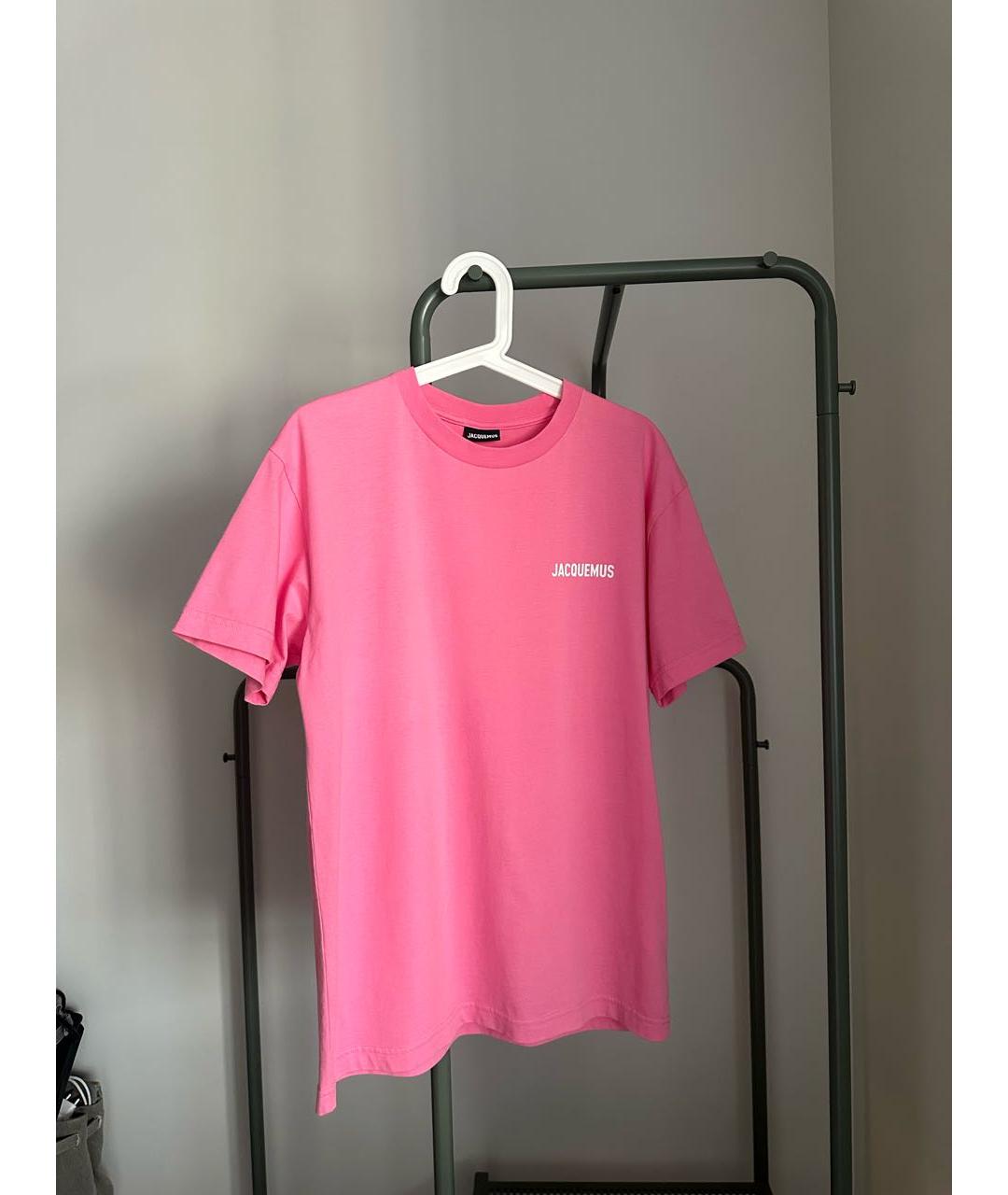 JACQUEMUS Розовая хлопковая футболка, фото 2