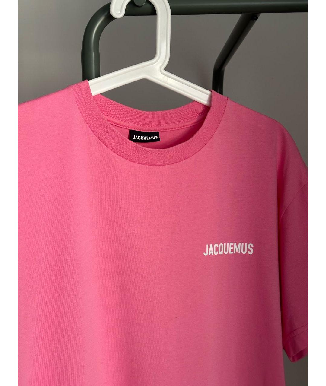 JACQUEMUS Розовая хлопковая футболка, фото 3