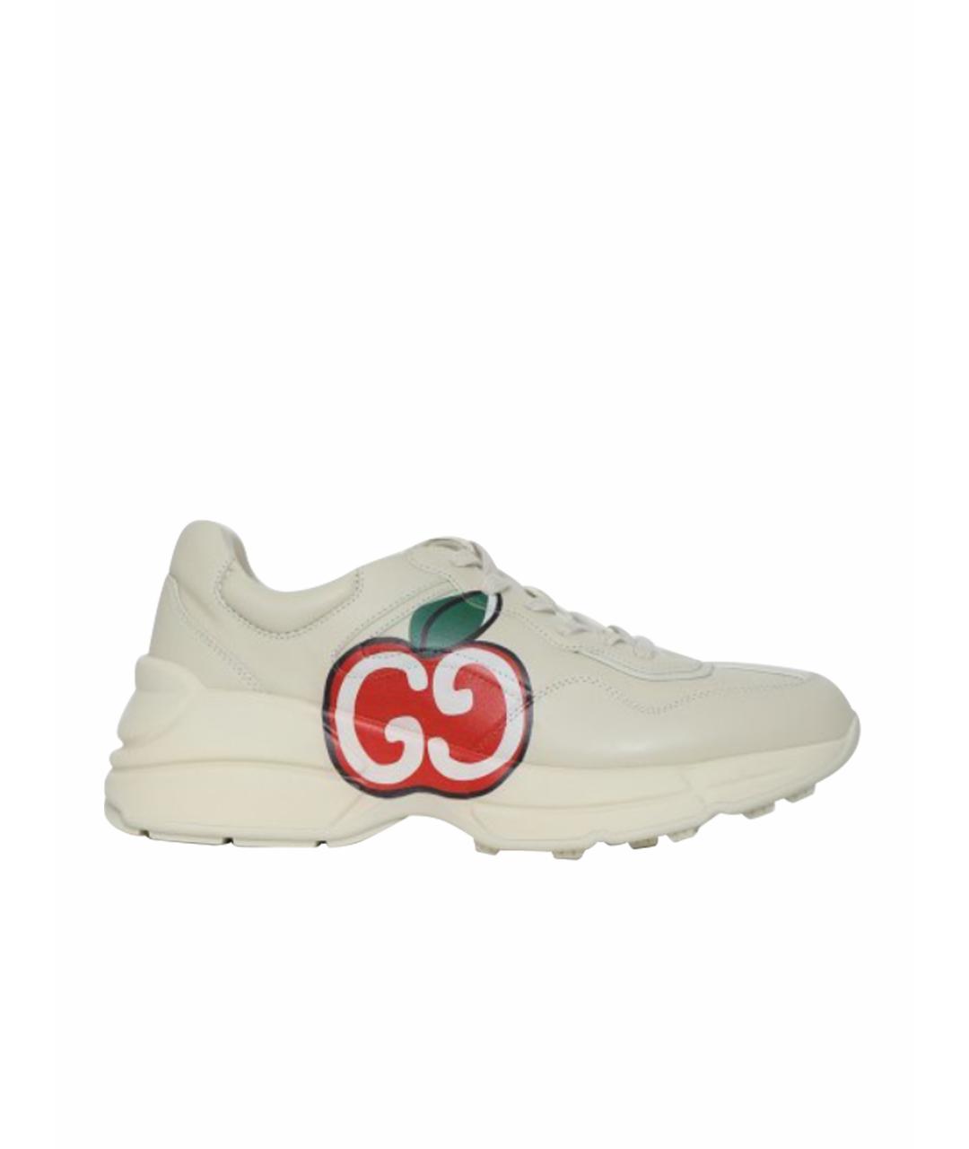 GUCCI Белые кожаные кроссовки, фото 1
